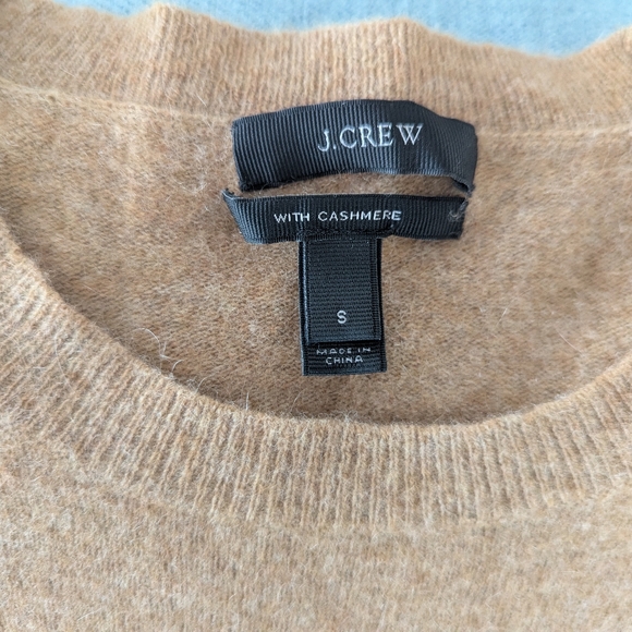J. Crew Tan Crewneck Sweater with Blue Bird Graphic - Picture 4 of 5